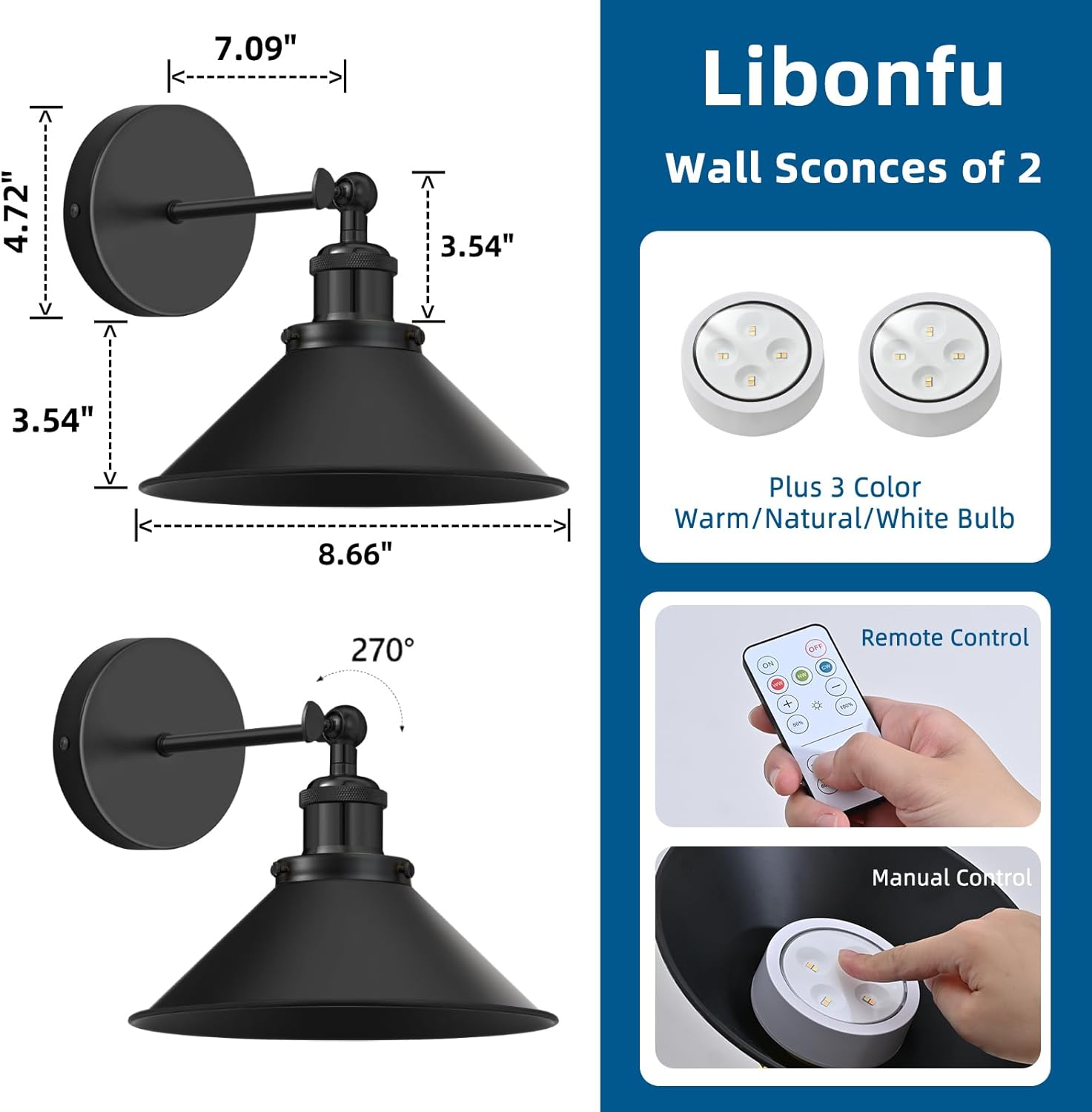 Battery Operated Wall Sconce Set of 2,Vintage Sconces Wall Decor Set of 2 with Remote,Dimmable Wall Lights for Living Room,Wall Lamp Fixture Indoor Bedroom Farmhouse Gallery Kitchen,Black