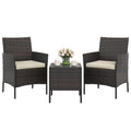 GAOMON 3-Piece Patio Furniture Set, Modern PE Rattan Conversation Set with 2 Chairs & Tempered Glass Coffee Table, All-Weather Outdoor Seating for Garden, Porch, Balcony, Poolside, Brown/Cream