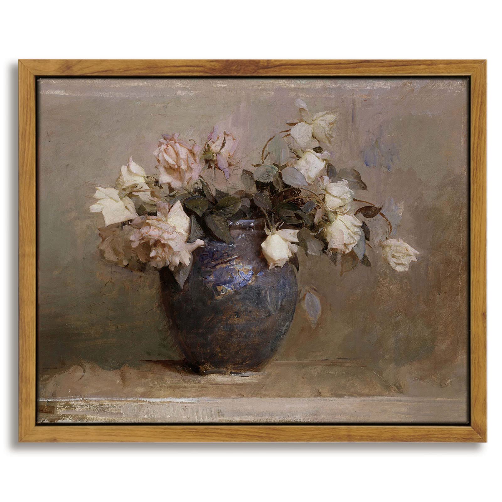 InSimSea Framed Canvas Wall Art Vintage Decor, Landscape Wall Art, Meadow with Flowers Art, Modern Farmhouse Decor, Cottagecore Bedroom Bathroom Office Decorations, 24"x36"