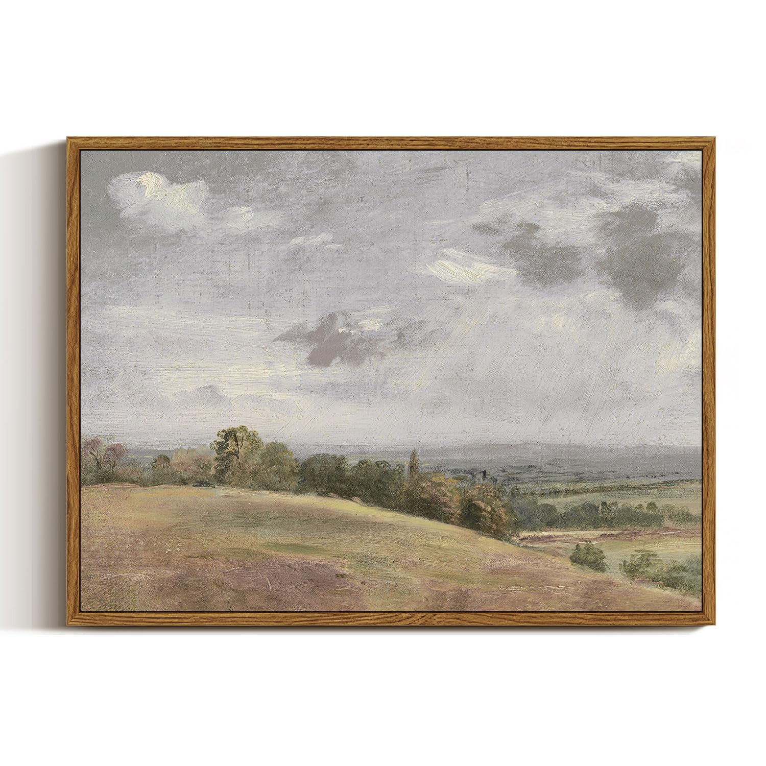 InSimSea Framed Canvas Wall Art Vintage Decor, Landscape Wall Art, Meadow with Flowers Art, Modern Farmhouse Decor, Cottagecore Bedroom Bathroom Office Decorations, 24"x36"