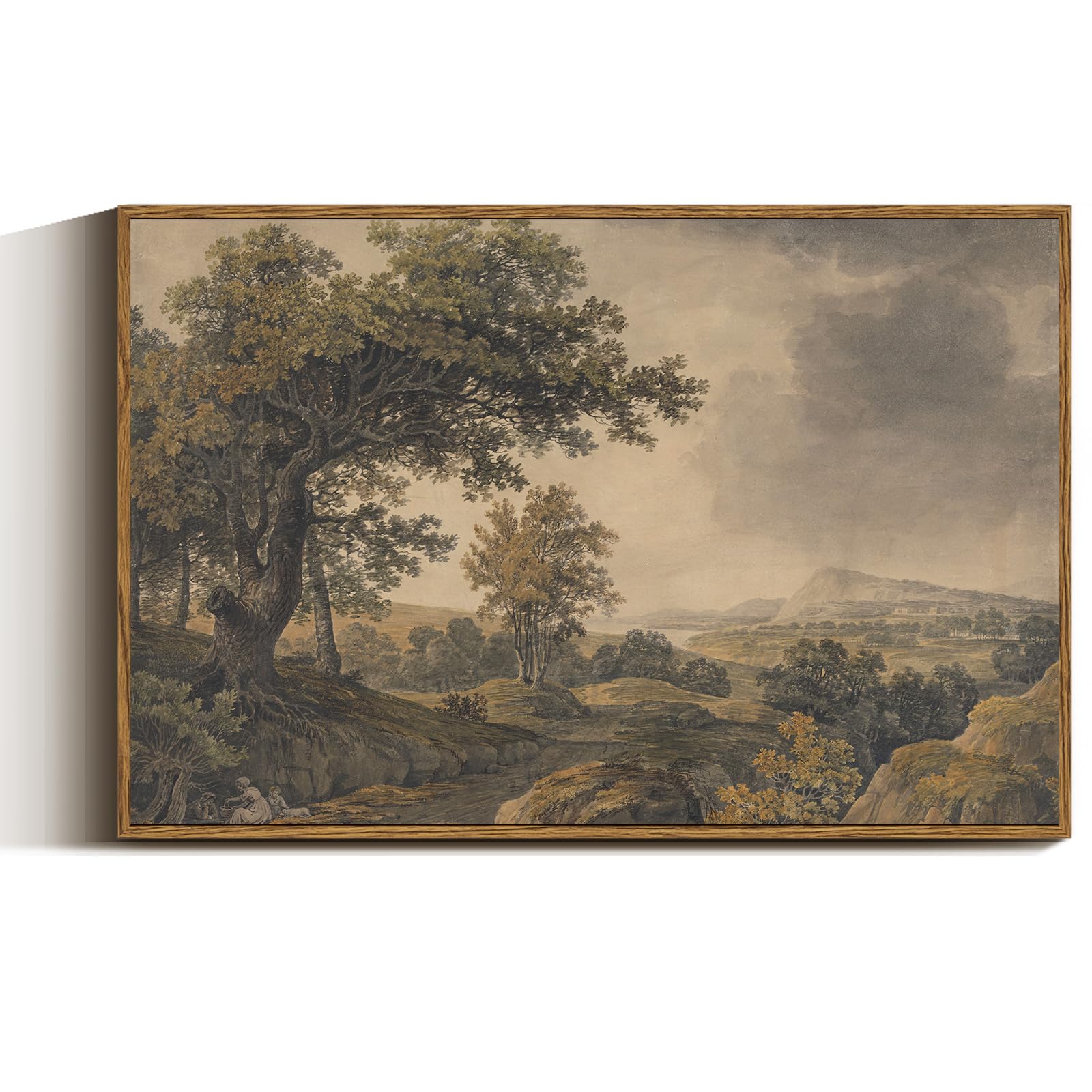 VIYYIEA Vintage Landscape Large Framed Wall Art, Nature Wilderness Scenery Paintings Decor Aesthetic, 24x36 Inch Canvas Print Artwork, Retro Farm Landscape Wall Pictures for Bedroom Living Room
