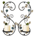 Wall Sconces Candle Holder Set of 2, Antique Multi-Color Leaf Branch Wall Mount Hanging Metal Wall Candle Holder Candle Sconce for Living Room Dining Room…