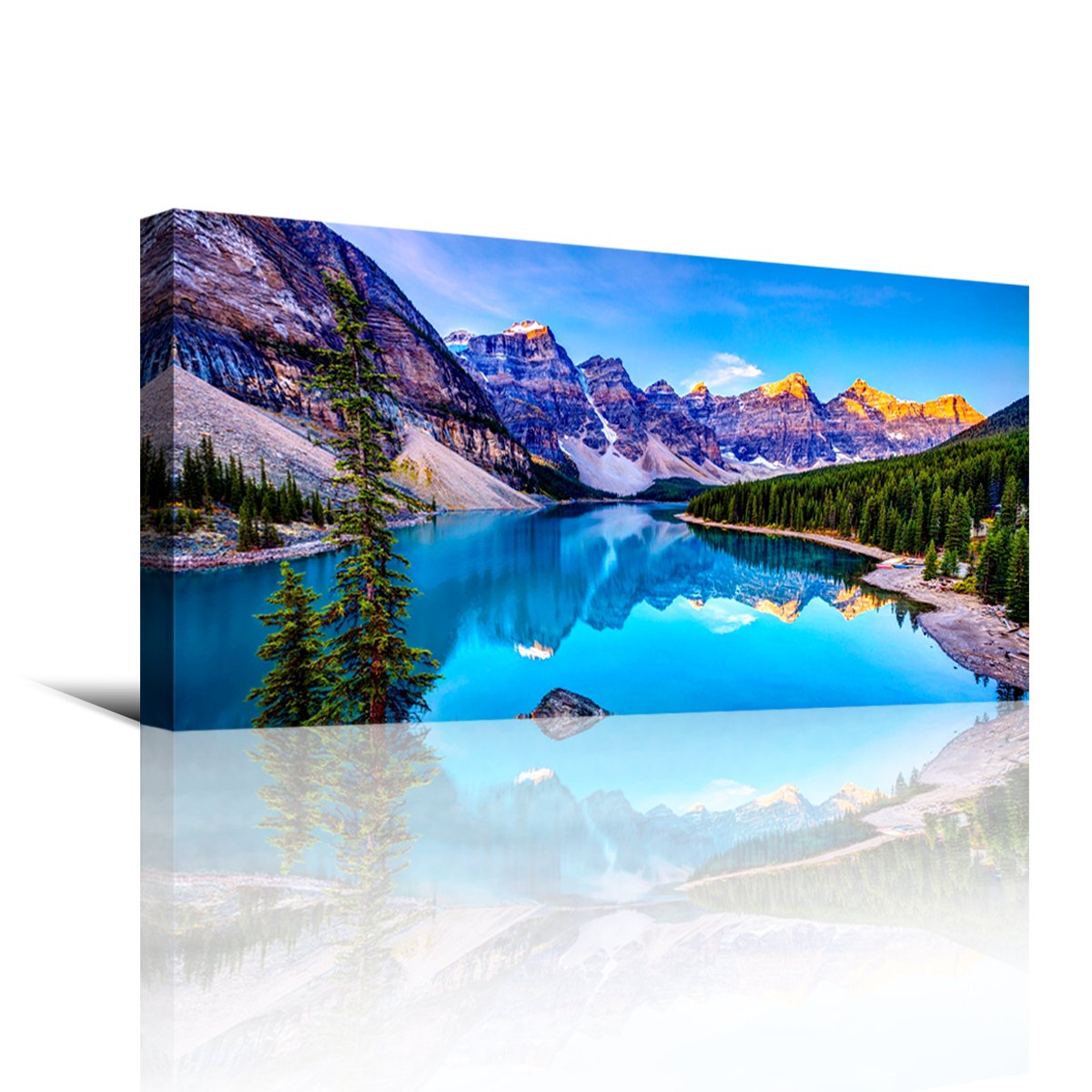 Wall Art Lake Mountain Landscape Picture Print Canvas Wall Art Modern Giclee Artwork Home Decor Stretched and Framed Ready to Hang,2cm Thick Frame, Waterproof Artwork