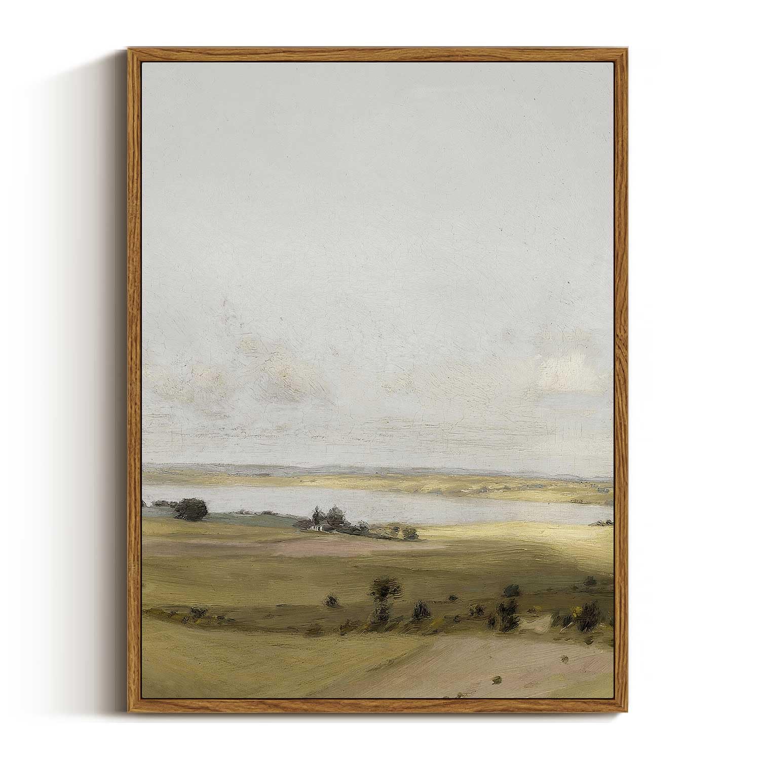 VIYYIEA Vintage Landscape Large Framed Wall Art, Nature Wilderness Scenery Paintings Decor Aesthetic, 24x36 Inch Canvas Print Artwork, Retro Farm Landscape Wall Pictures for Bedroom Living Room