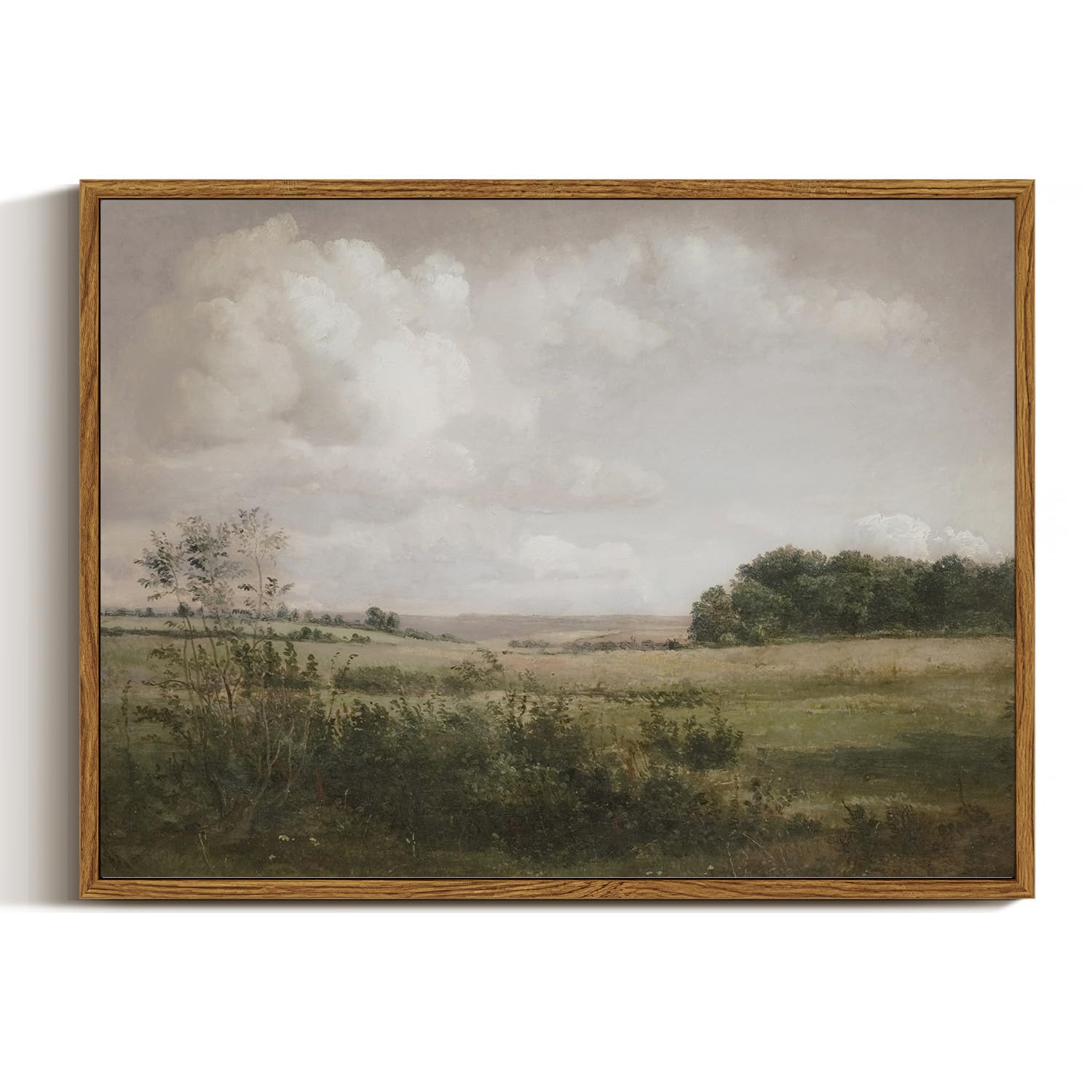 VIYYIEA Vintage Landscape Large Framed Wall Art, Nature Wilderness Scenery Paintings Decor Aesthetic, 24x36 Inch Canvas Print Artwork, Retro Farm Landscape Wall Pictures for Bedroom Living Room