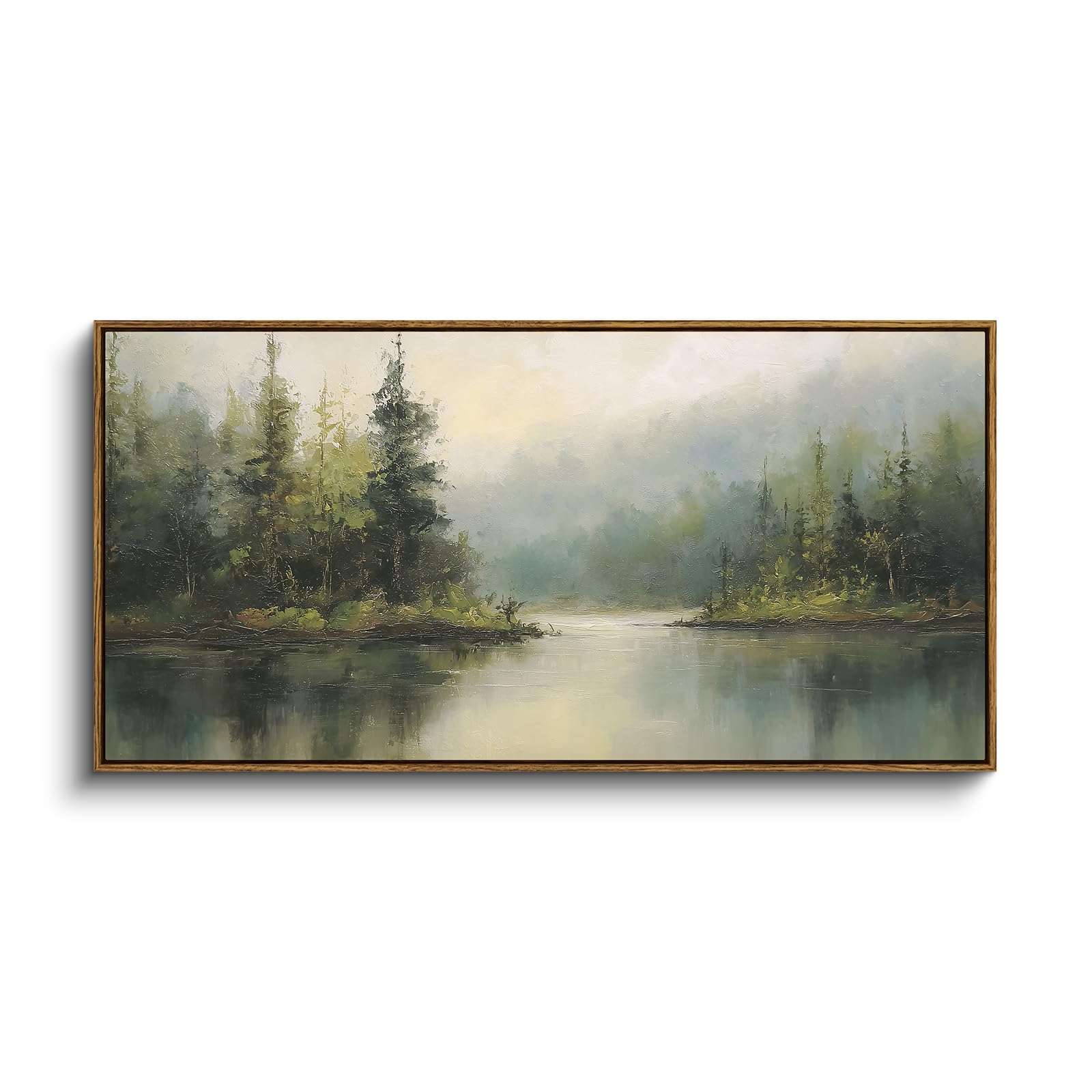 InSimSea Extra Large Framed Vintage Wall Art, Living Room Country Farmhouse Decor, Wild Field under Sky Landscape Paintings, Canvas Prints, Scenery Long Picture for Bedroom Above of Bed,12x36inch