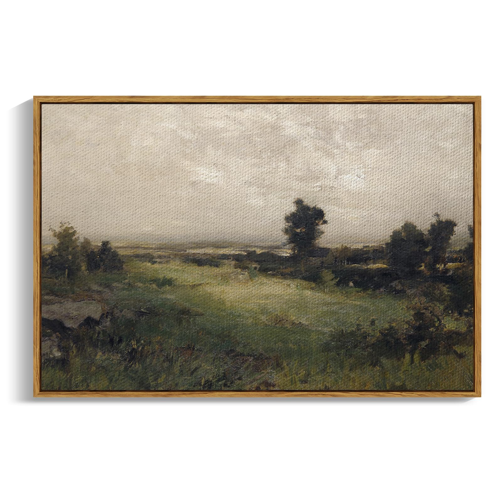InSimSea Framed Canvas Wall Art Vintage Decor, Landscape Wall Art, Meadow with Flowers Art, Modern Farmhouse Decor, Cottagecore Bedroom Bathroom Office Decorations, 24"x36"