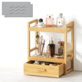 2 Tier Bathroom Organizer Countertop, Bamboo Vanity Organizers and Storage with Drawer for Skincare & Makeup, Counter Shelf with Stone Drying Mat for Coffee Bar, Kitchen, Matcha Station