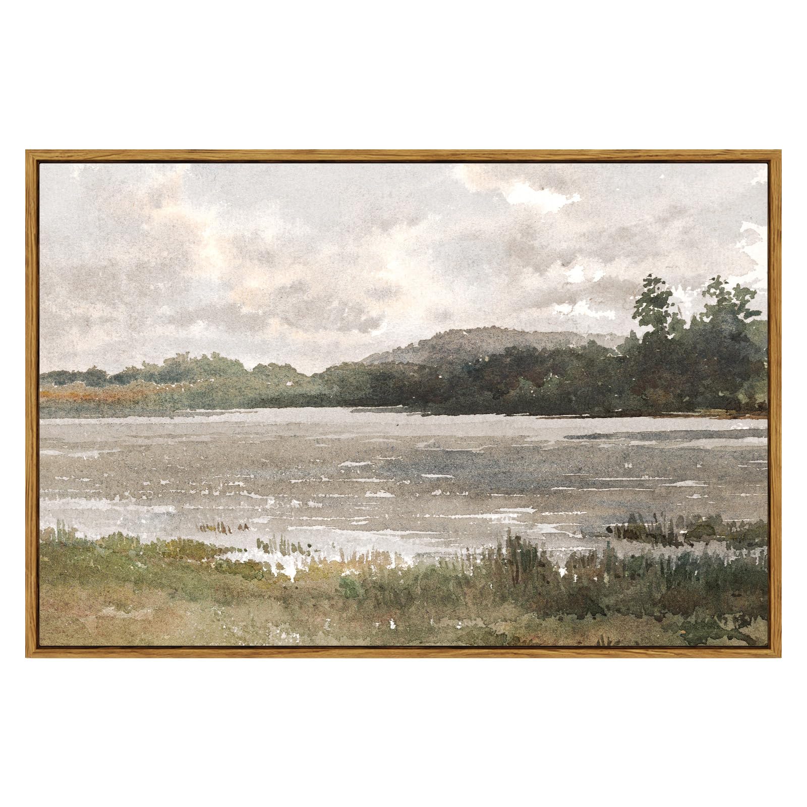 VIYYIEA Vintage Landscape Large Framed Wall Art, Nature Wilderness Scenery Paintings Decor Aesthetic, 24x36 Inch Canvas Print Artwork, Retro Farm Landscape Wall Pictures for Bedroom Living Room