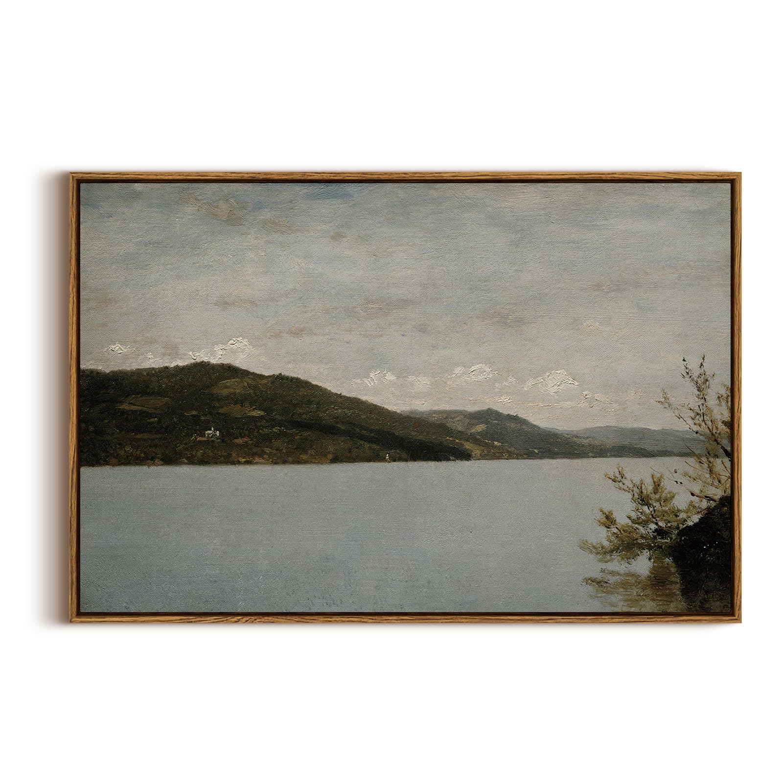 InSimSea Framed Canvas Wall Art Vintage Decor, Landscape Wall Art, Meadow with Flowers Art, Modern Farmhouse Decor, Cottagecore Bedroom Bathroom Office Decorations, 24"x36"