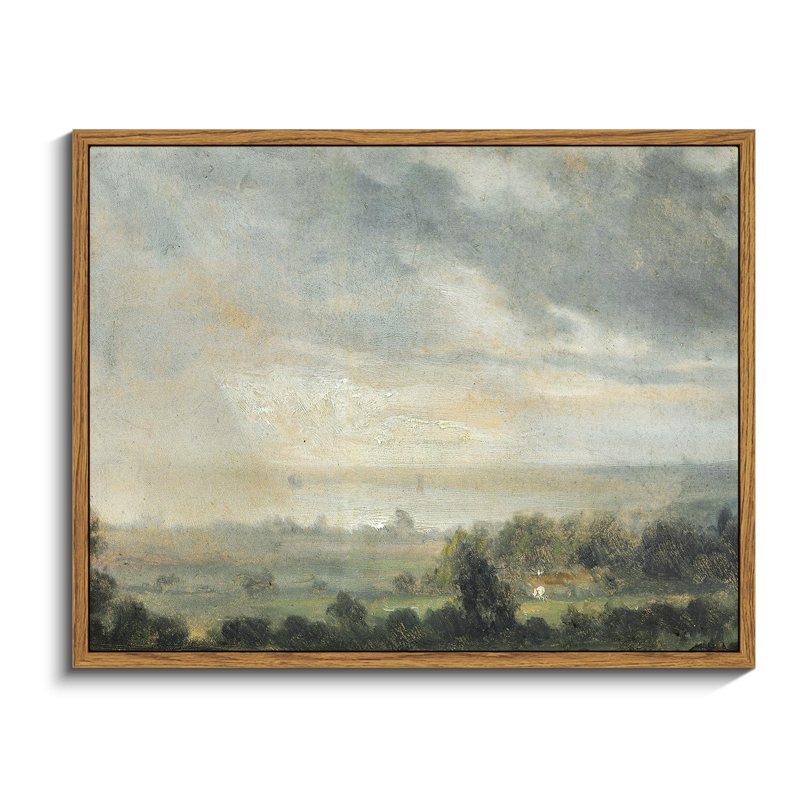 InSimSea Framed Canvas Wall Art Vintage Decor, Landscape Wall Art, Meadow with Flowers Art, Modern Farmhouse Decor, Cottagecore Bedroom Bathroom Office Decorations, 24"x36"