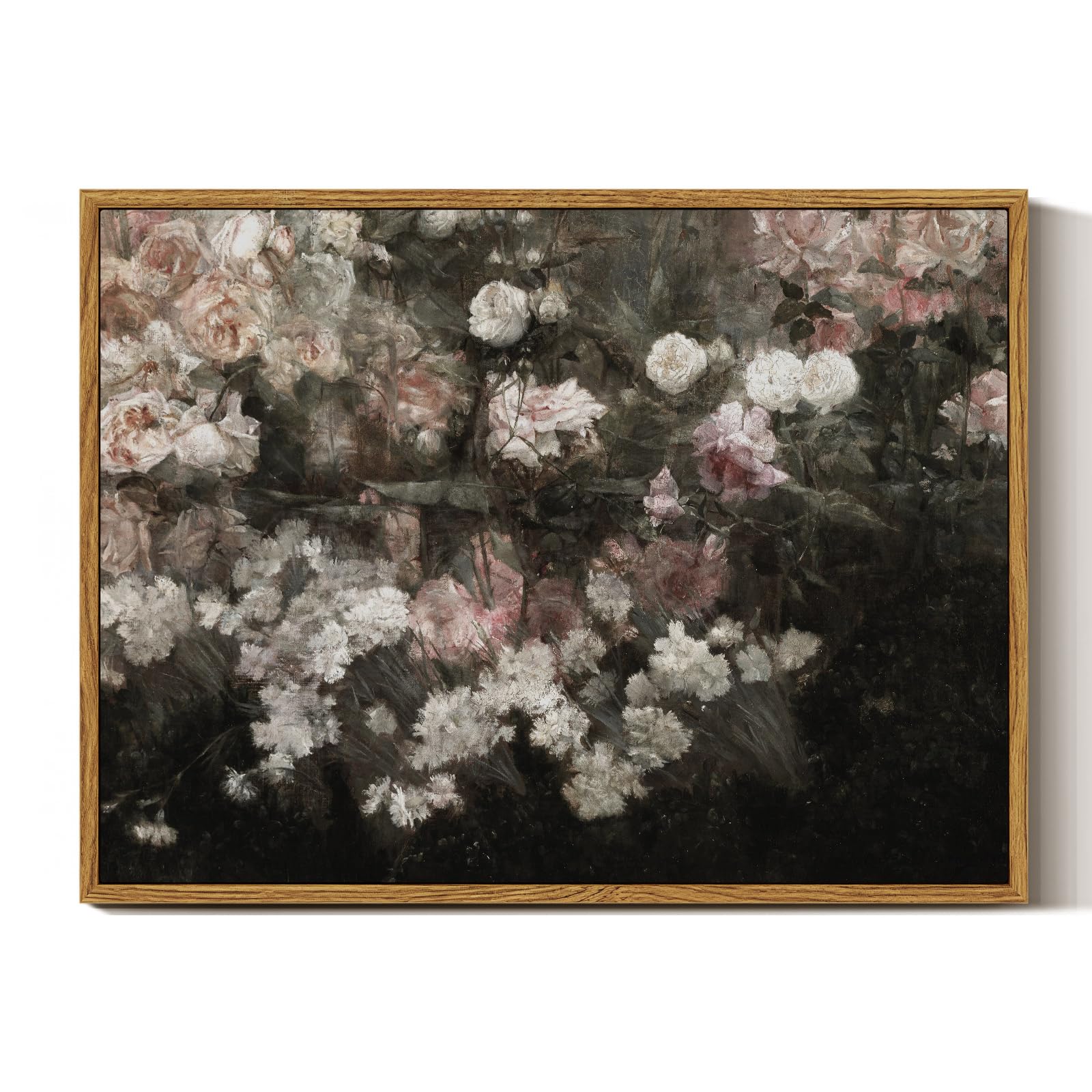 InSimSea Framed Canvas Wall Art Vintage Decor, Landscape Wall Art, Meadow with Flowers Art, Modern Farmhouse Decor, Cottagecore Bedroom Bathroom Office Decorations, 24"x36"