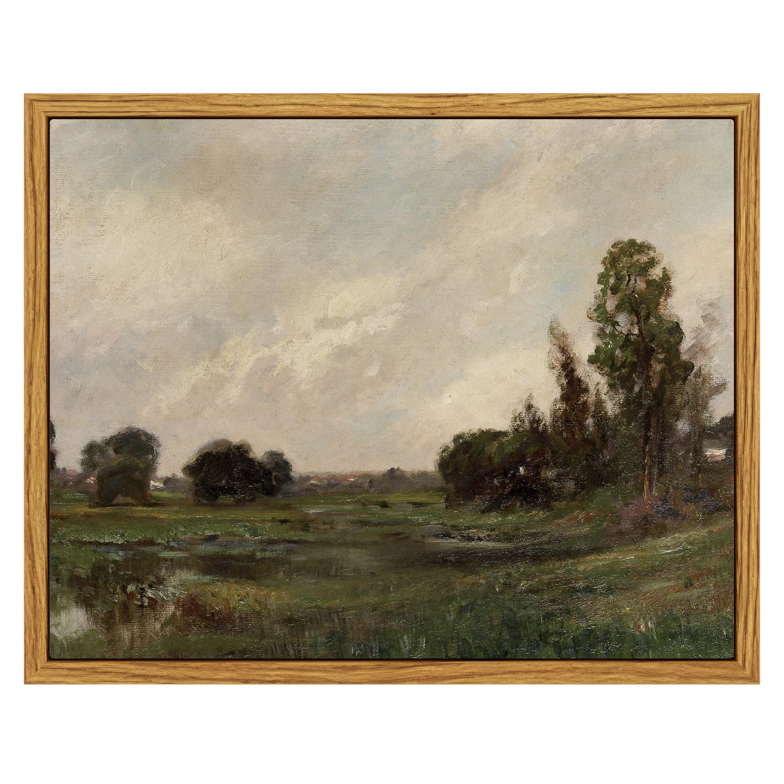 InSimSea Framed Canvas Wall Art Vintage Decor, Landscape Wall Art, Meadow with Flowers Art, Modern Farmhouse Decor, Cottagecore Bedroom Bathroom Office Decorations, 24"x36"