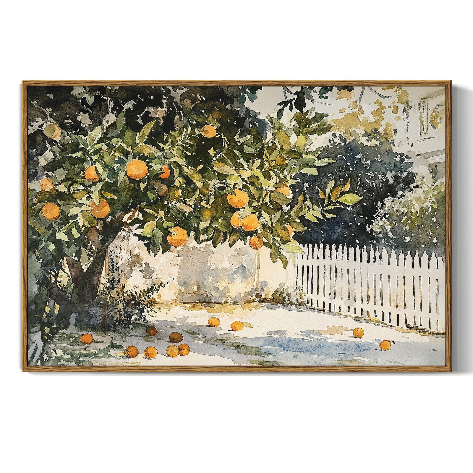 InSimSea Framed Canvas Wall Art Vintage Decor, Landscape Wall Art, Meadow with Flowers Art, Modern Farmhouse Decor, Cottagecore Bedroom Bathroom Office Decorations, 24"x36"