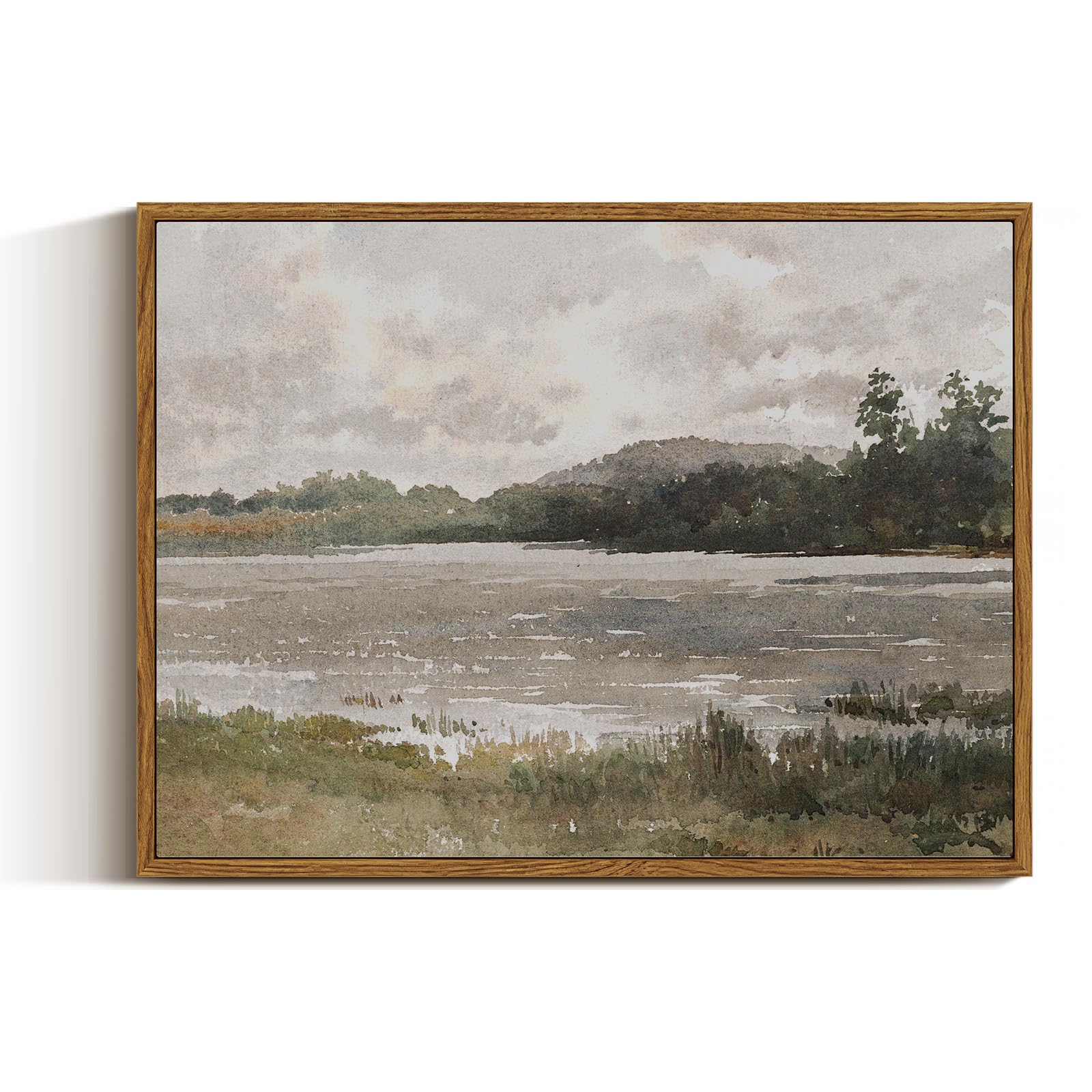 VIYYIEA Vintage Landscape Large Framed Wall Art, Nature Wilderness Scenery Paintings Decor Aesthetic, 24x36 Inch Canvas Print Artwork, Retro Farm Landscape Wall Pictures for Bedroom Living Room