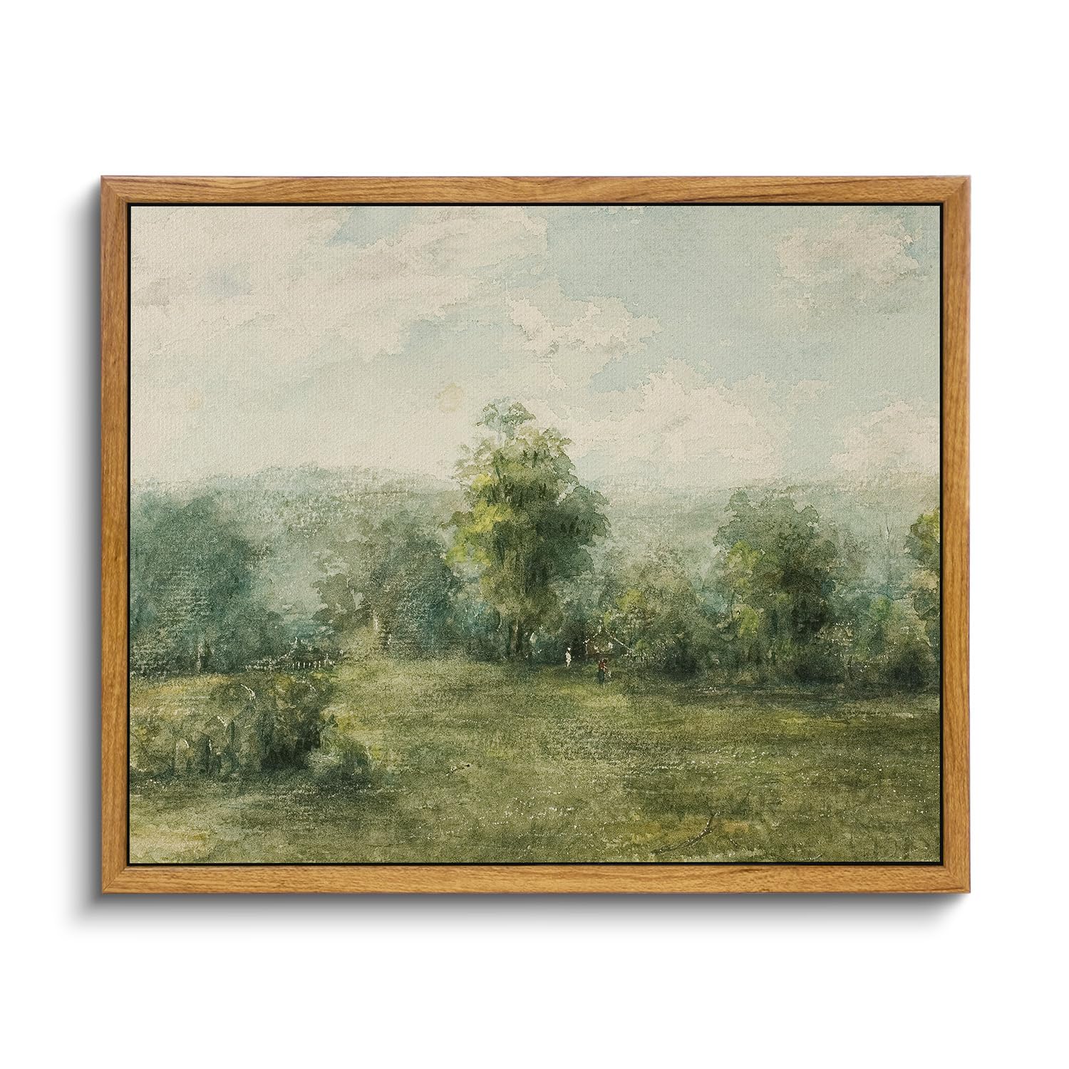 VIYYIEA Vintage Landscape Large Framed Wall Art, Nature Wilderness Scenery Paintings Decor Aesthetic, 24x36 Inch Canvas Print Artwork, Retro Farm Landscape Wall Pictures for Bedroom Living Room