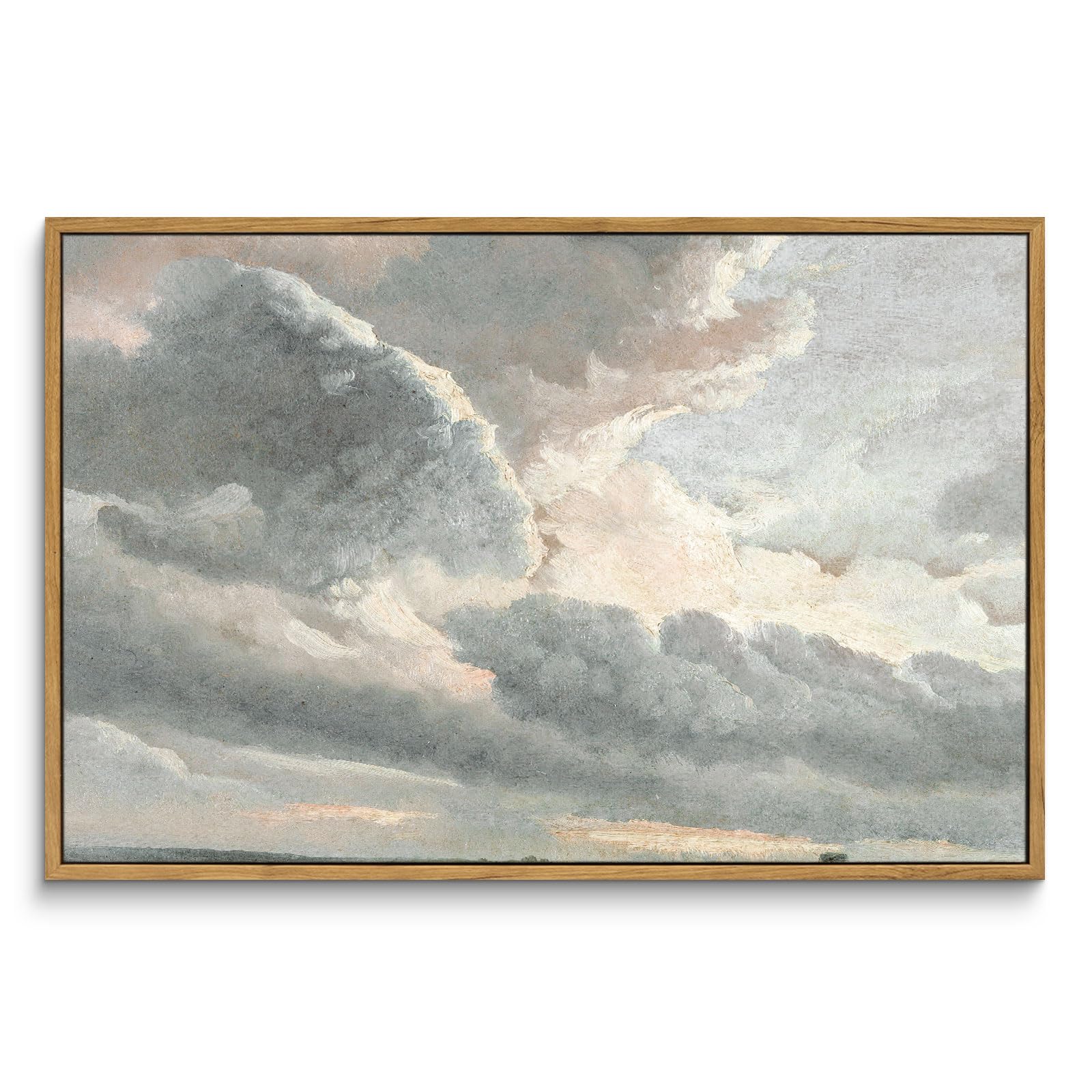InSimSea Framed Canvas Wall Art Vintage Decor, Landscape Wall Art, Meadow with Flowers Art, Modern Farmhouse Decor, Cottagecore Bedroom Bathroom Office Decorations, 24"x36"