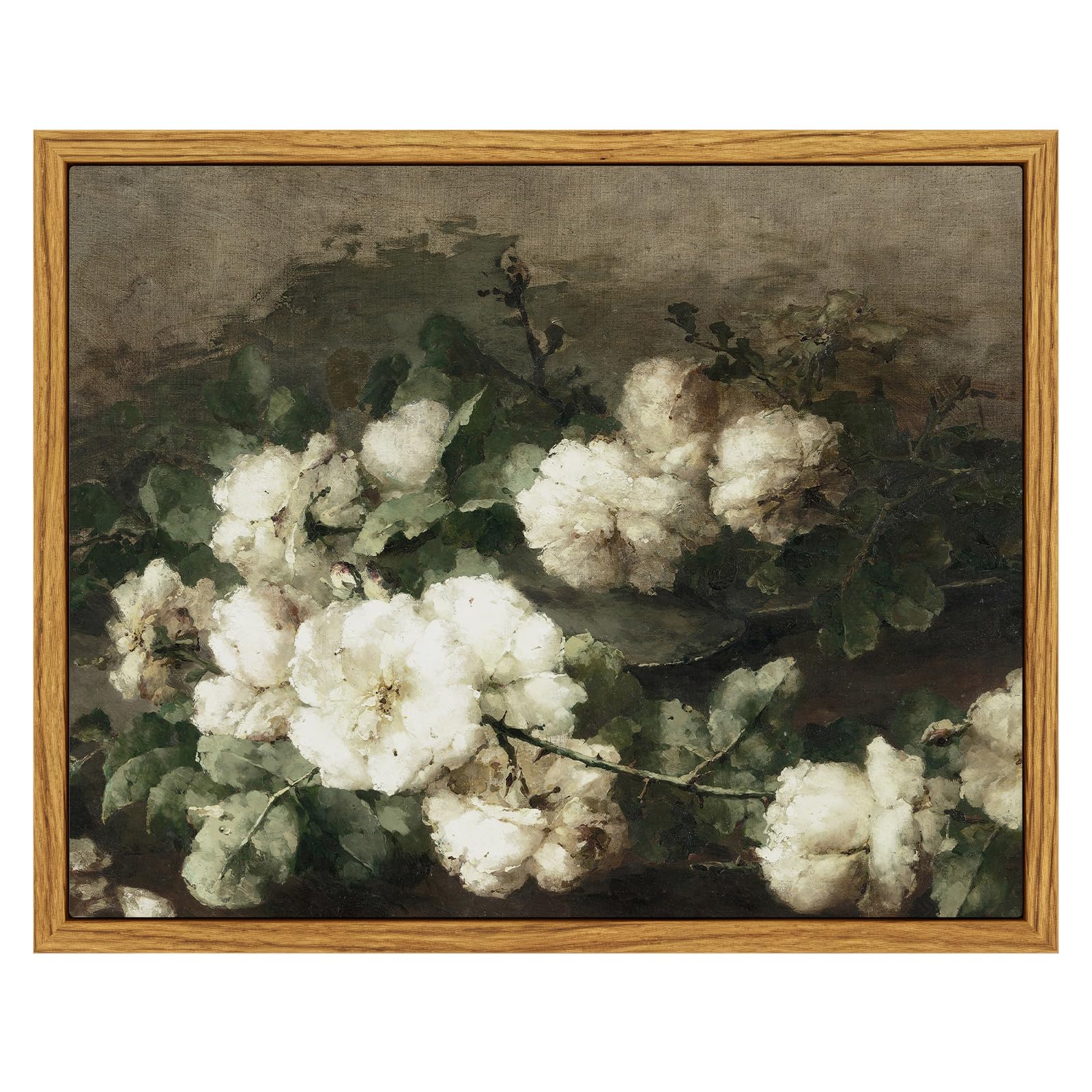 InSimSea Framed Canvas Wall Art Vintage Decor, Landscape Wall Art, Meadow with Flowers Art, Modern Farmhouse Decor, Cottagecore Bedroom Bathroom Office Decorations, 24"x36"