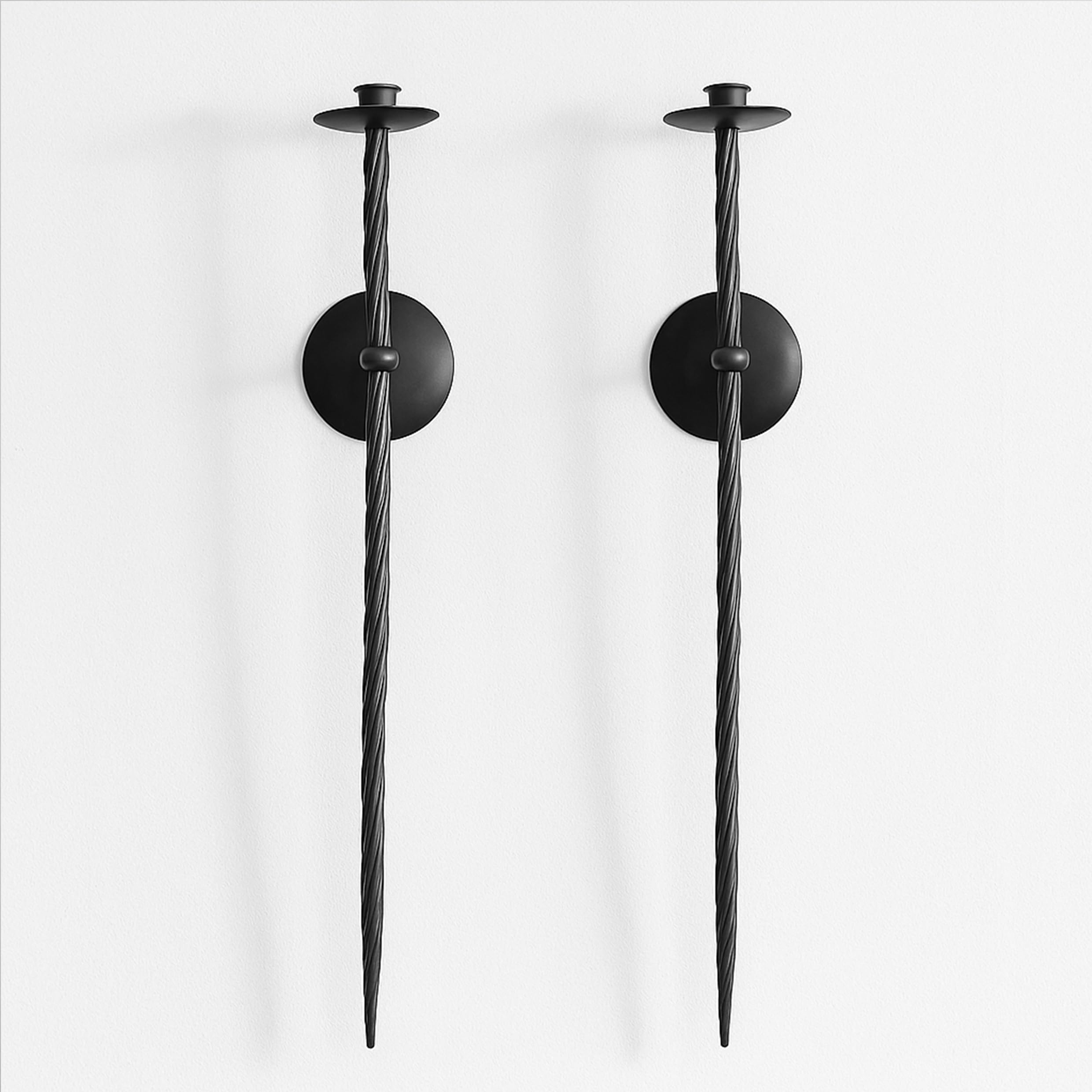 Metal Wall Candle Sconce Holder Set of 2 Wall Mount Candle Holders Modern Wall Candle Sconces Hanging for Living Room Farmhouse Fireplace Wedding 16.5"×5"×3" (Black)