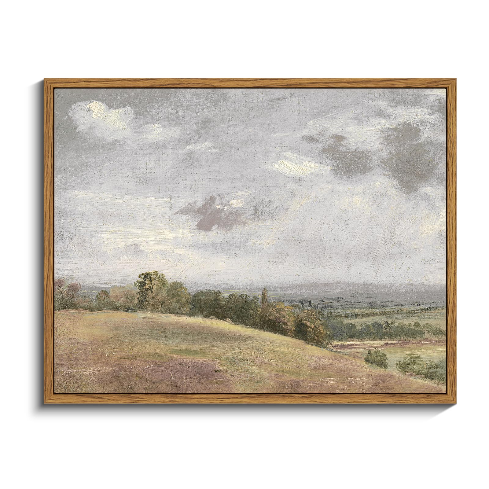 InSimSea Framed Canvas Wall Art Vintage Decor, Landscape Wall Art, Meadow with Flowers Art, Modern Farmhouse Decor, Cottagecore Bedroom Bathroom Office Decorations, 24"x36"