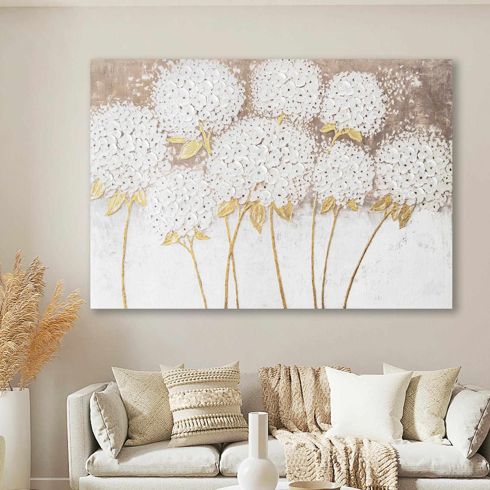 Nature Landscape Large Wall Art Canvas Picture，Horizontal Dock Forest Artwork Decor，Modern Hand Painted Textured Lake Scenery Artwork Painting Decor, Wall Pictures for Bedroom Living Room 40x 28 Inch