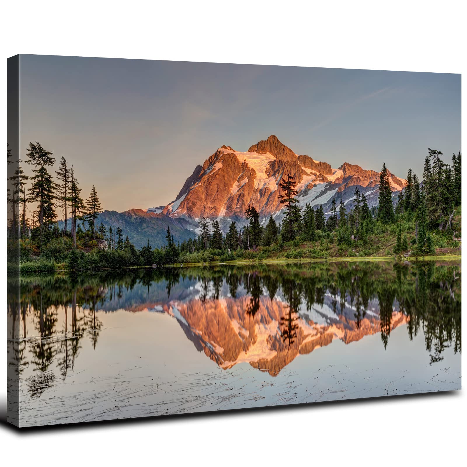 Sunrise Forest Canvas Wall Art for Living Room Nature Landscape Pictures Wall Decor Sunset Woods Mountain Painting Sunset Trees Trail Scenery Photo Prints Poster Artwork Bathroom Decorations 12x16”