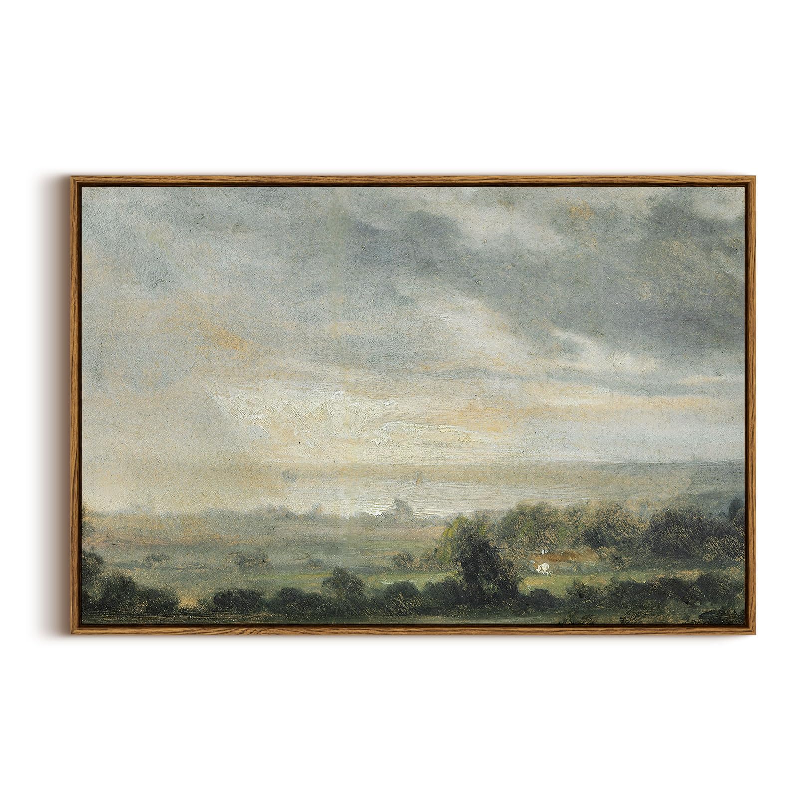 InSimSea Framed Canvas Wall Art Vintage Decor, Landscape Wall Art, Meadow with Flowers Art, Modern Farmhouse Decor, Cottagecore Bedroom Bathroom Office Decorations, 24"x36"
