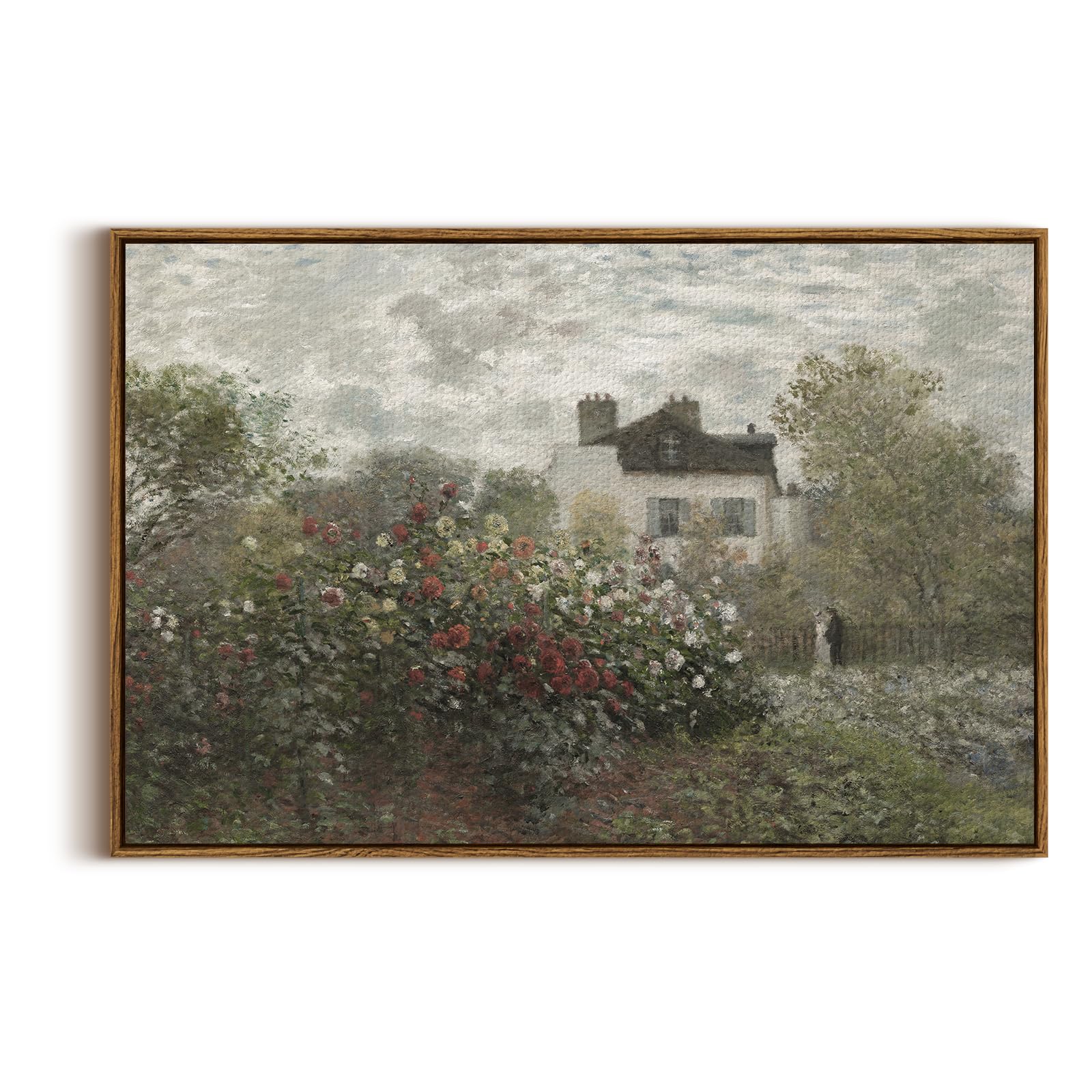 InSimSea Framed Canvas Wall Art Vintage Decor, Landscape Wall Art, Meadow with Flowers Art, Modern Farmhouse Decor, Cottagecore Bedroom Bathroom Office Decorations, 24"x36"