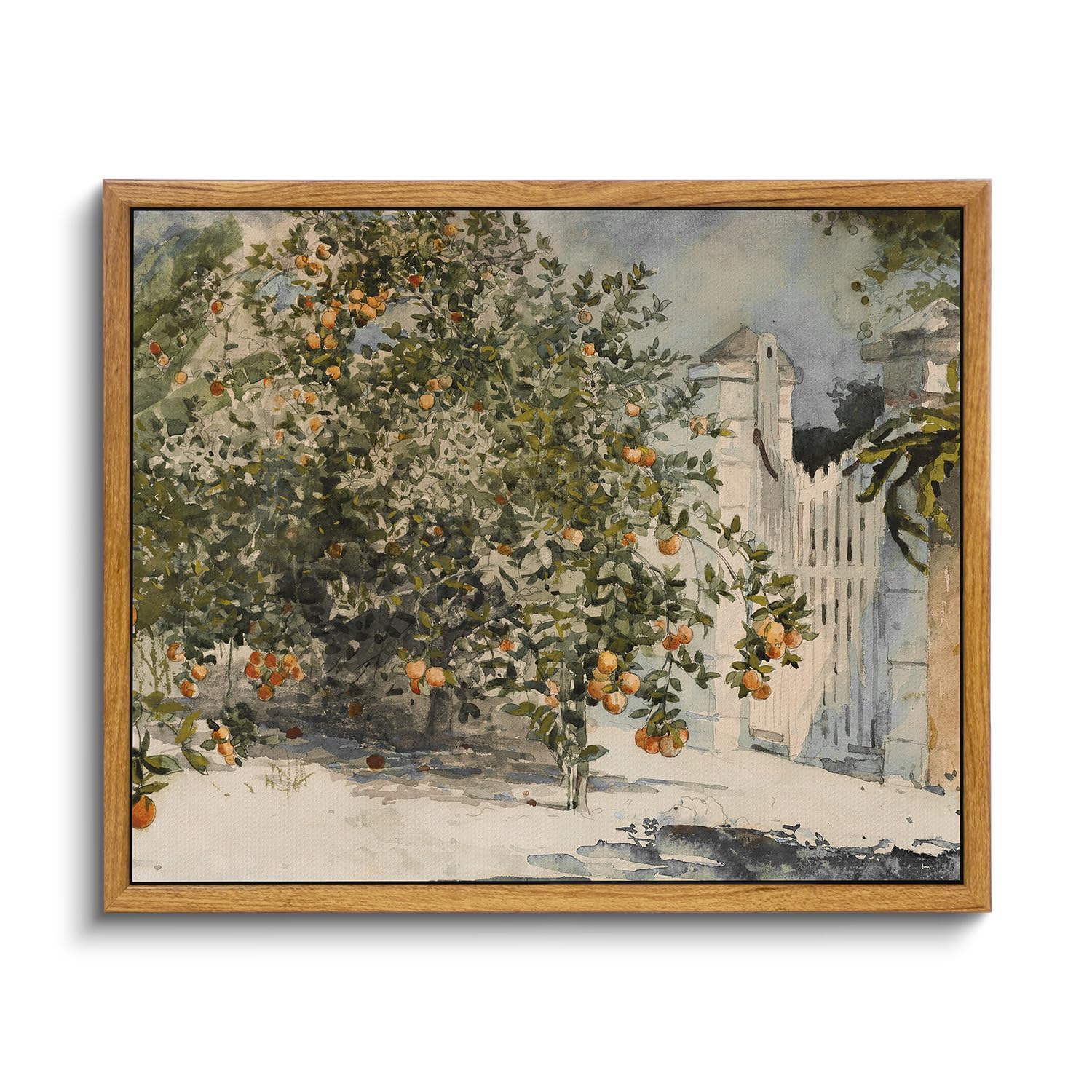 VIYYIEA Vintage Landscape Large Framed Wall Art, Nature Wilderness Scenery Paintings Decor Aesthetic, 24x36 Inch Canvas Print Artwork, Retro Farm Landscape Wall Pictures for Bedroom Living Room