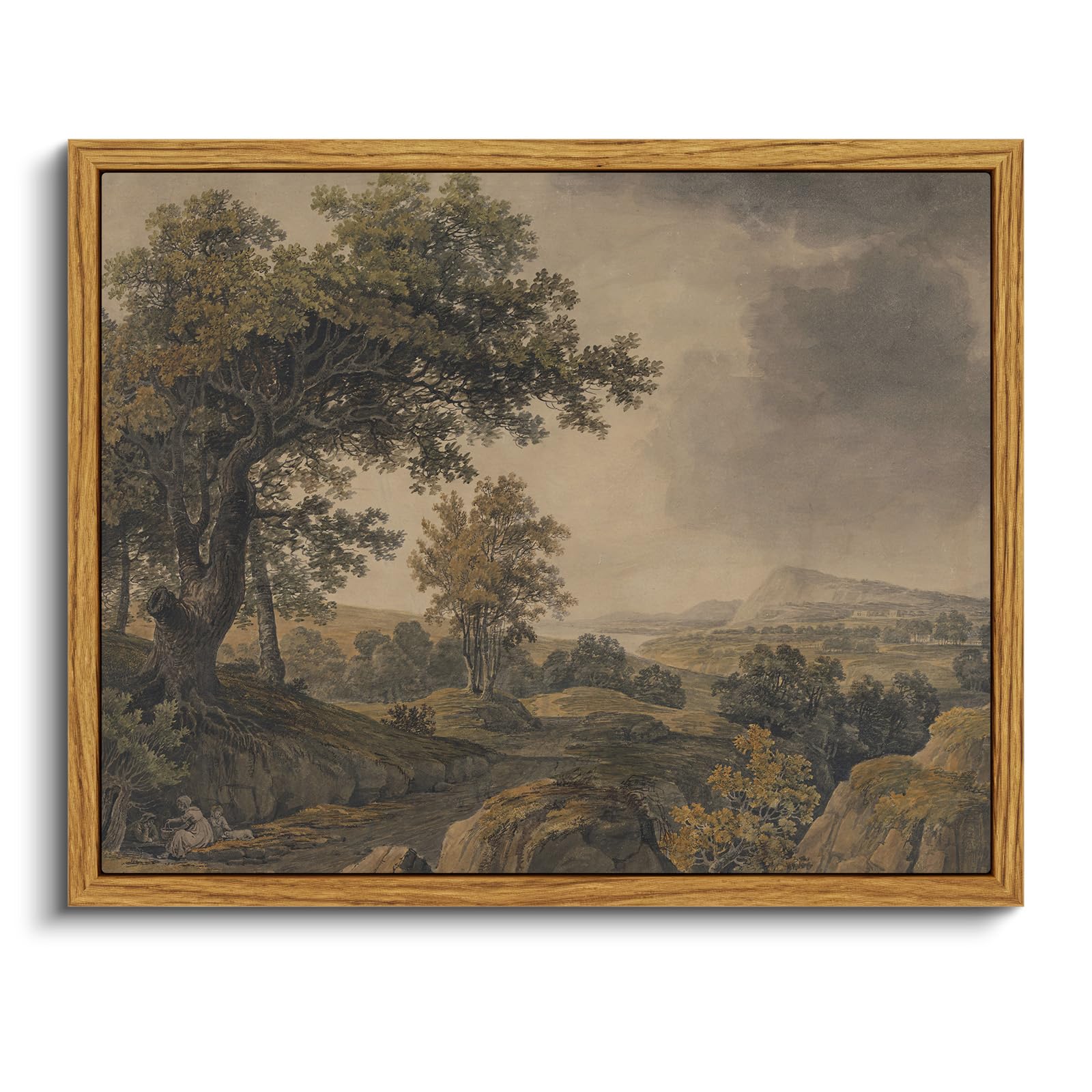 VIYYIEA Vintage Landscape Large Framed Wall Art, Nature Wilderness Scenery Paintings Decor Aesthetic, 24x36 Inch Canvas Print Artwork, Retro Farm Landscape Wall Pictures for Bedroom Living Room