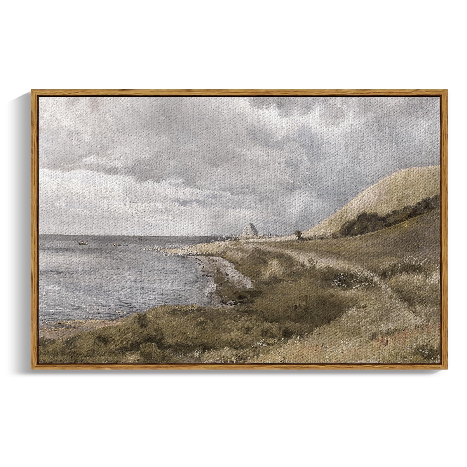 InSimSea Framed Canvas Wall Art Vintage Decor, Landscape Wall Art, Meadow with Flowers Art, Modern Farmhouse Decor, Cottagecore Bedroom Bathroom Office Decorations, 24"x36"