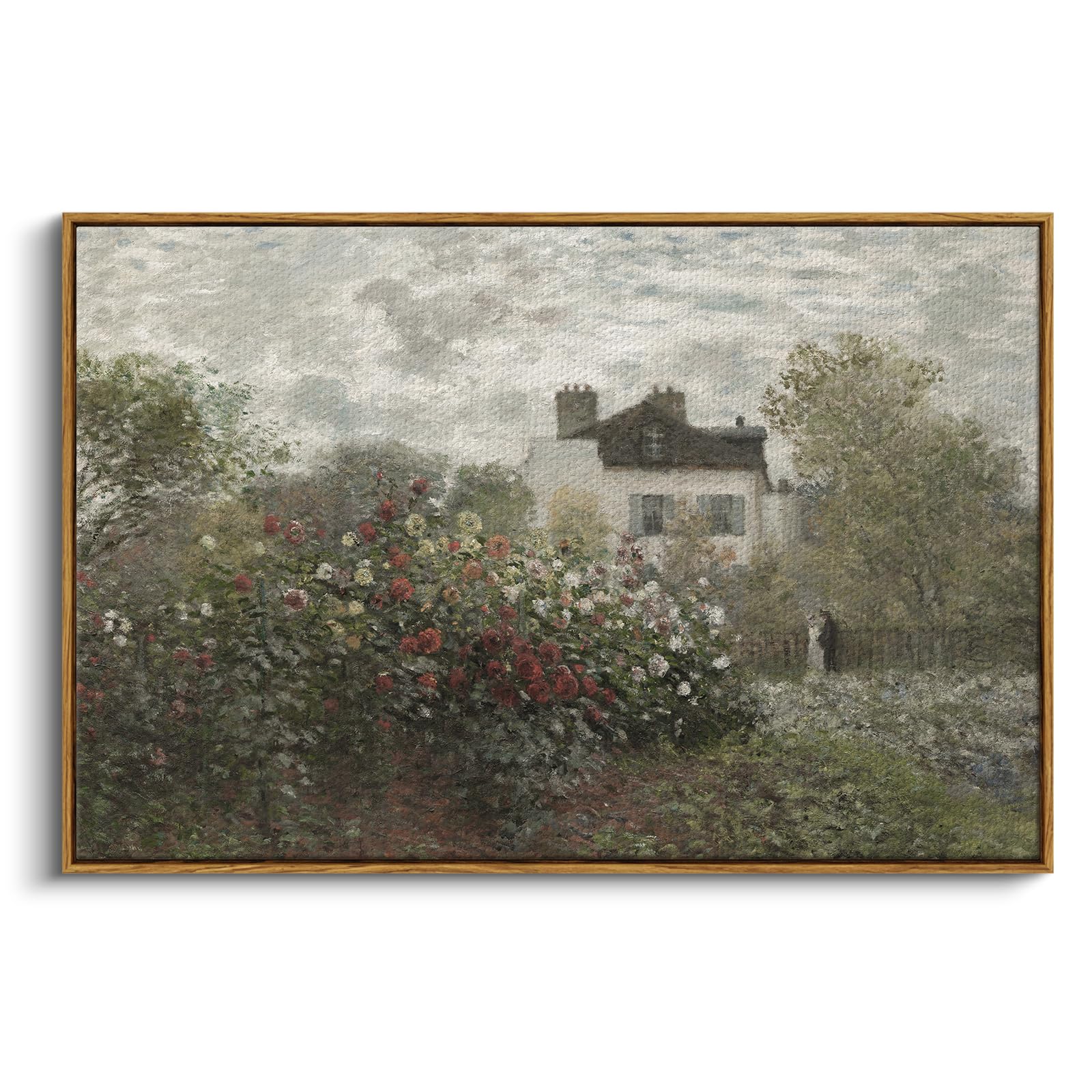 InSimSea Framed Canvas Wall Art Vintage Decor, Landscape Wall Art, Meadow with Flowers Art, Modern Farmhouse Decor, Cottagecore Bedroom Bathroom Office Decorations, 24"x36"