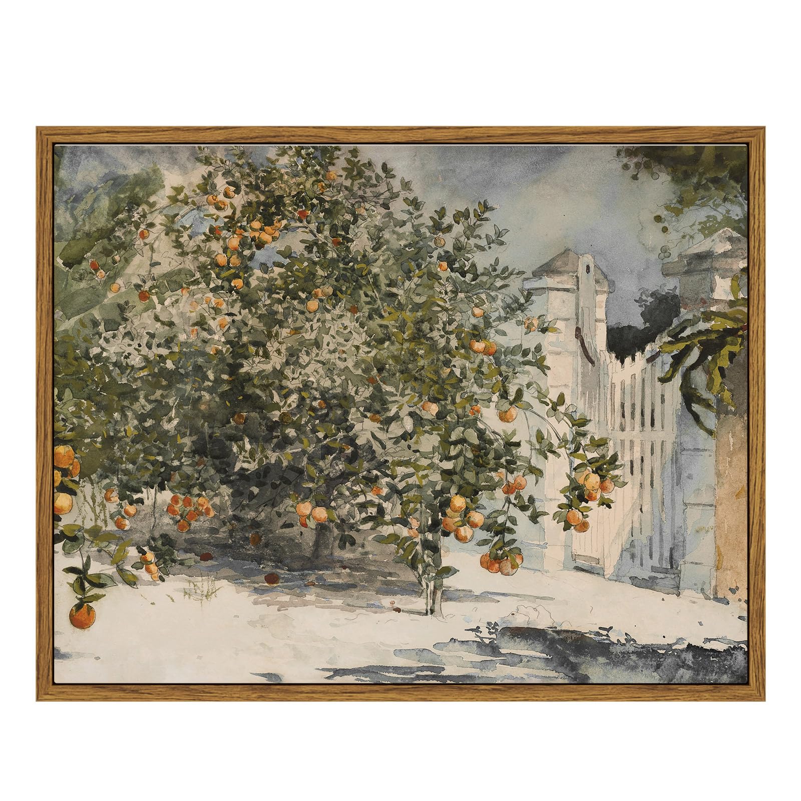 VIYYIEA Vintage Landscape Large Framed Wall Art, Nature Wilderness Scenery Paintings Decor Aesthetic, 24x36 Inch Canvas Print Artwork, Retro Farm Landscape Wall Pictures for Bedroom Living Room