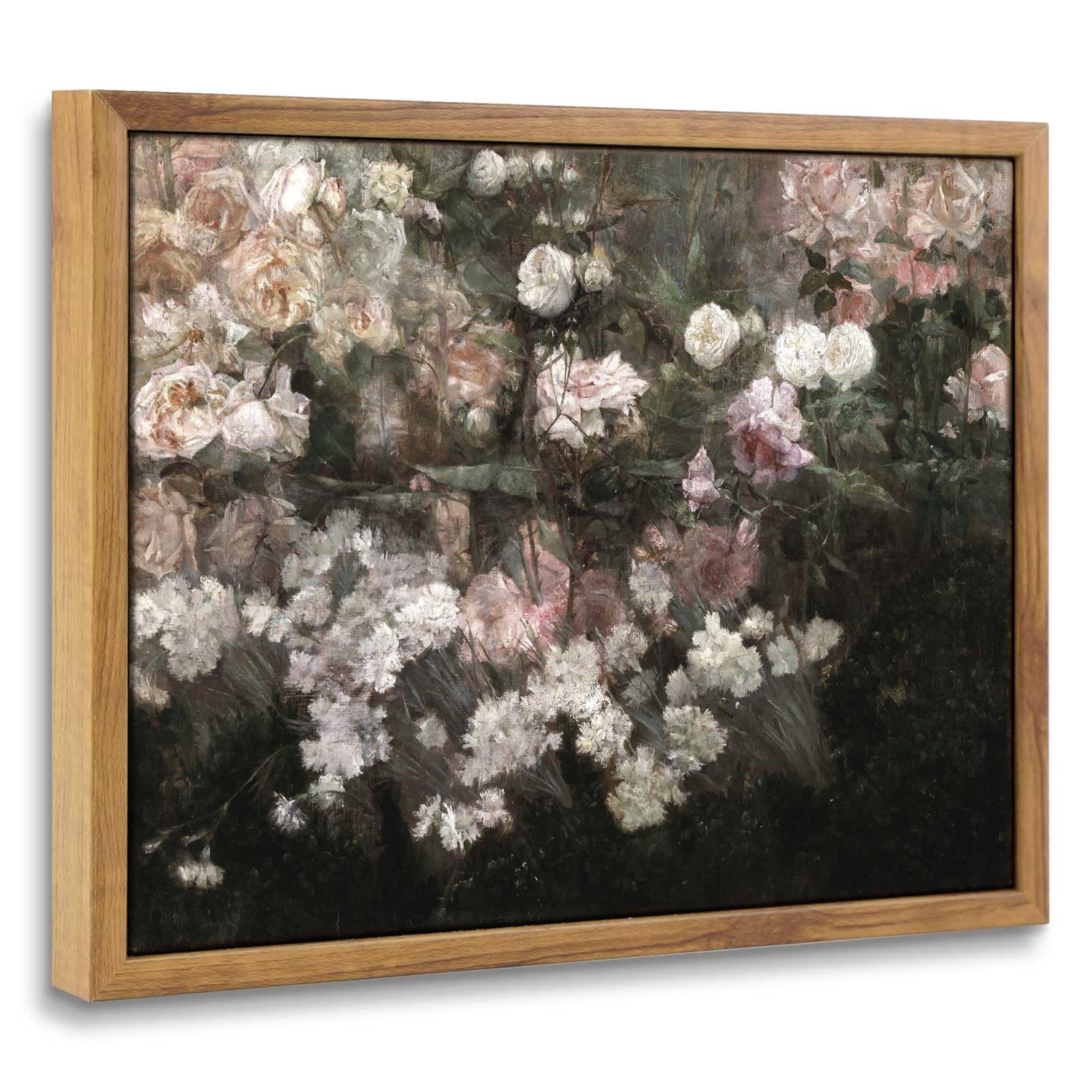 InSimSea Framed Canvas Wall Art Vintage Decor, Landscape Wall Art, Meadow with Flowers Art, Modern Farmhouse Decor, Cottagecore Bedroom Bathroom Office Decorations, 24"x36"