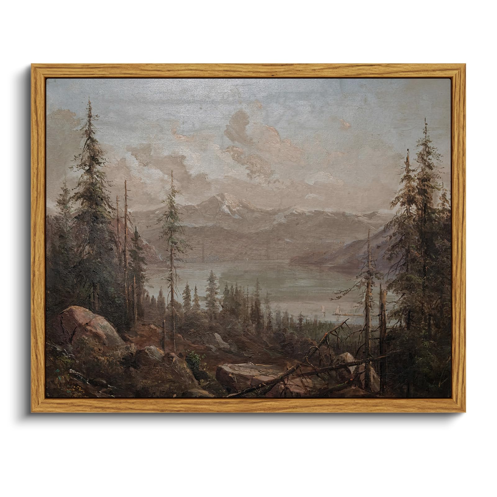 VIYYIEA Vintage Landscape Large Framed Wall Art, Nature Wilderness Scenery Paintings Decor Aesthetic, 24x36 Inch Canvas Print Artwork, Retro Farm Landscape Wall Pictures for Bedroom Living Room