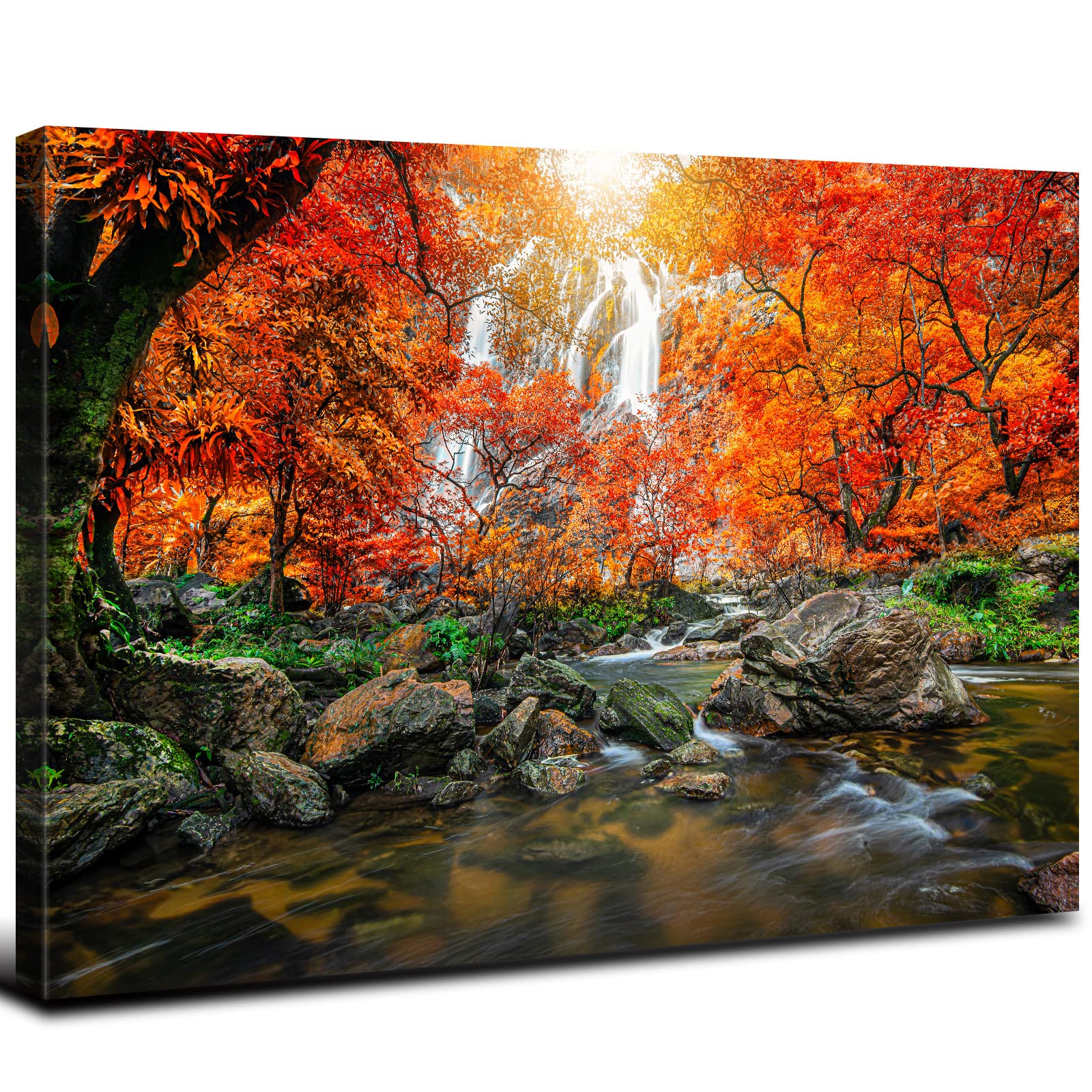 Sunrise Forest Canvas Wall Art for Living Room Nature Landscape Pictures Wall Decor Sunset Woods Mountain Painting Sunset Trees Trail Scenery Photo Prints Poster Artwork Bathroom Decorations 12x16”