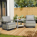 Pamapic Outdoor Furniture 5 Piece Patio Conversation Set, Wicker Rattan Patio Set with Soft Cushions & Coffee Table, Balcony Furniturefor with 2 Ottoman for Porch, Garden, Lawn (Grey)